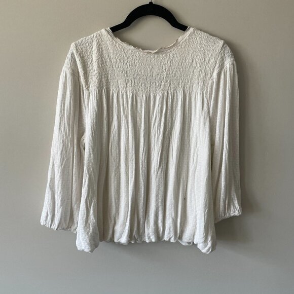 Free People Begonia Tee Embroidered Blouse Top White Brown Small - Picture 3 of 8